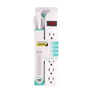 Barra multicontacto buytiti con cable de 1 metro y 6 toma corrientes,…
