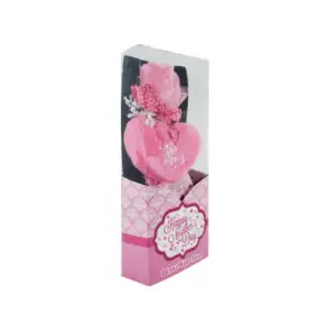 1pza Rosa flor artificial con corazón de peluche y frase i love mom /…