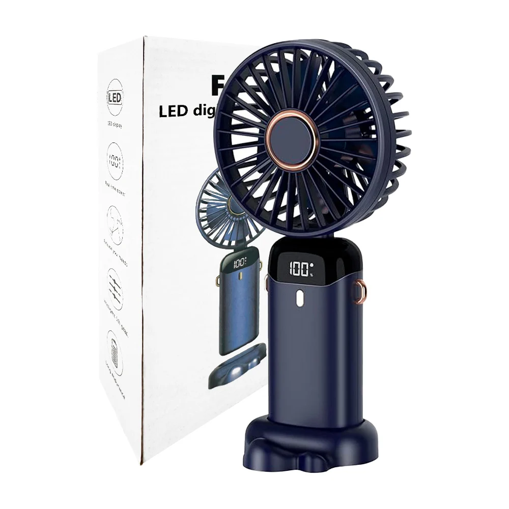 Ventilador manual pequeño de plástico con 5 velocidades, indicador de…