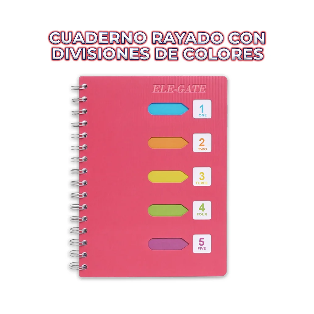 Libreta cuaderno de raya con 120 hojas y separadores de colores / off…