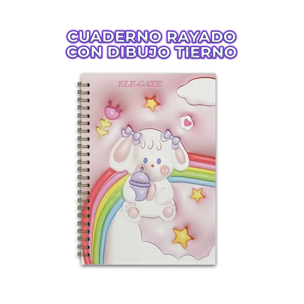 Libreta cuaderno tamaño a4 con 80 hojas de raya y espiral + diseño ti…