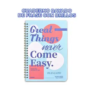 Libreta cuaderno estilo coquete de raya con espiral y portada de bril…