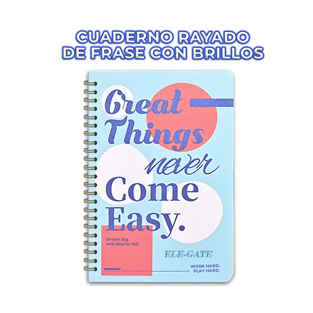 Libreta cuaderno estilo coquete de raya con espiral y portada de bril…