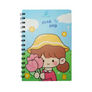 Libreta cuaderno kawaii de rayas con 80 hojas y espiral metálico / of…