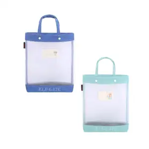 Mochila tipo bolsa transparente con malla reforzada, variedad de colo…