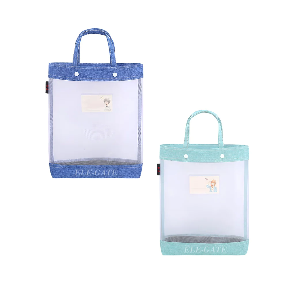 Mochila tipo bolsa transparente con malla reforzada, variedad de colo…
