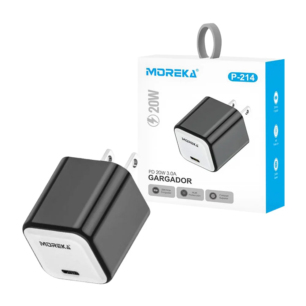Cubo cargador moreka potencia de carga 20w 3.0a, salida usb-c, y mult…
