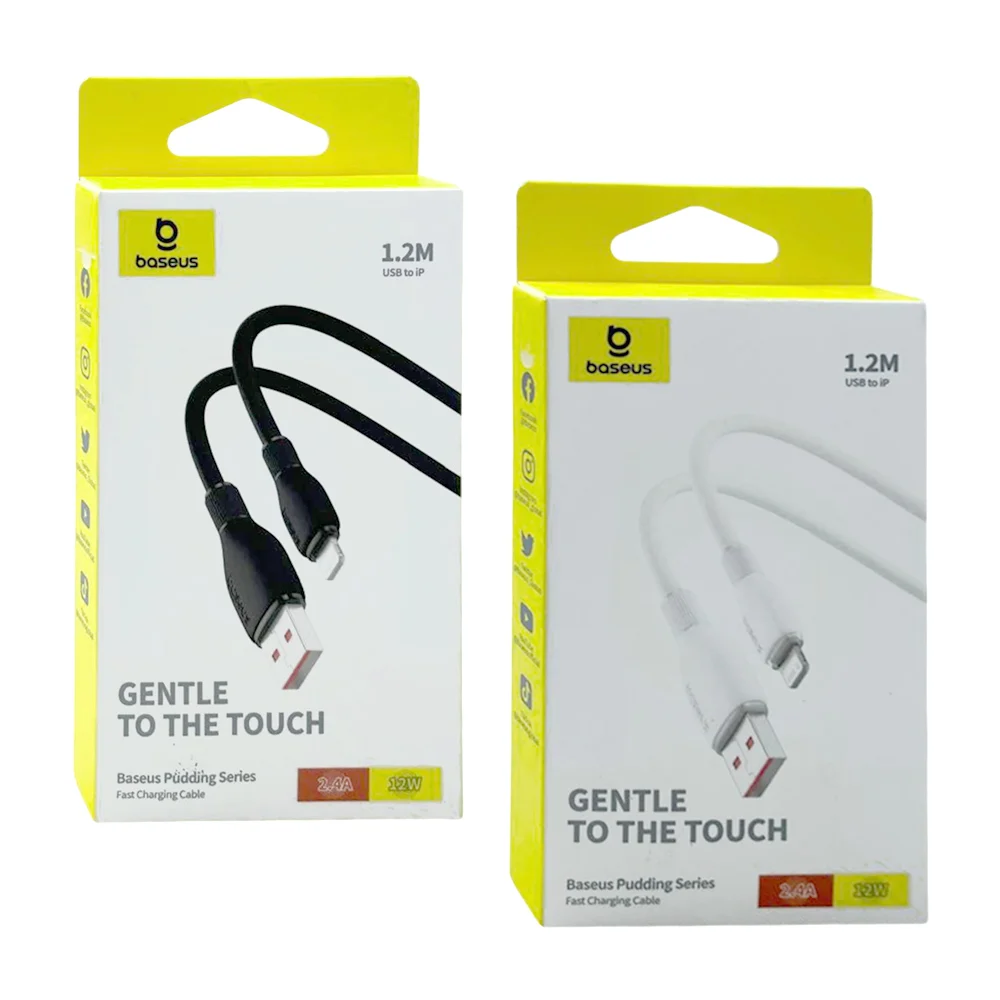 Cable baseus de 1.2m con entrada usb y tipo lighting en color blanco …