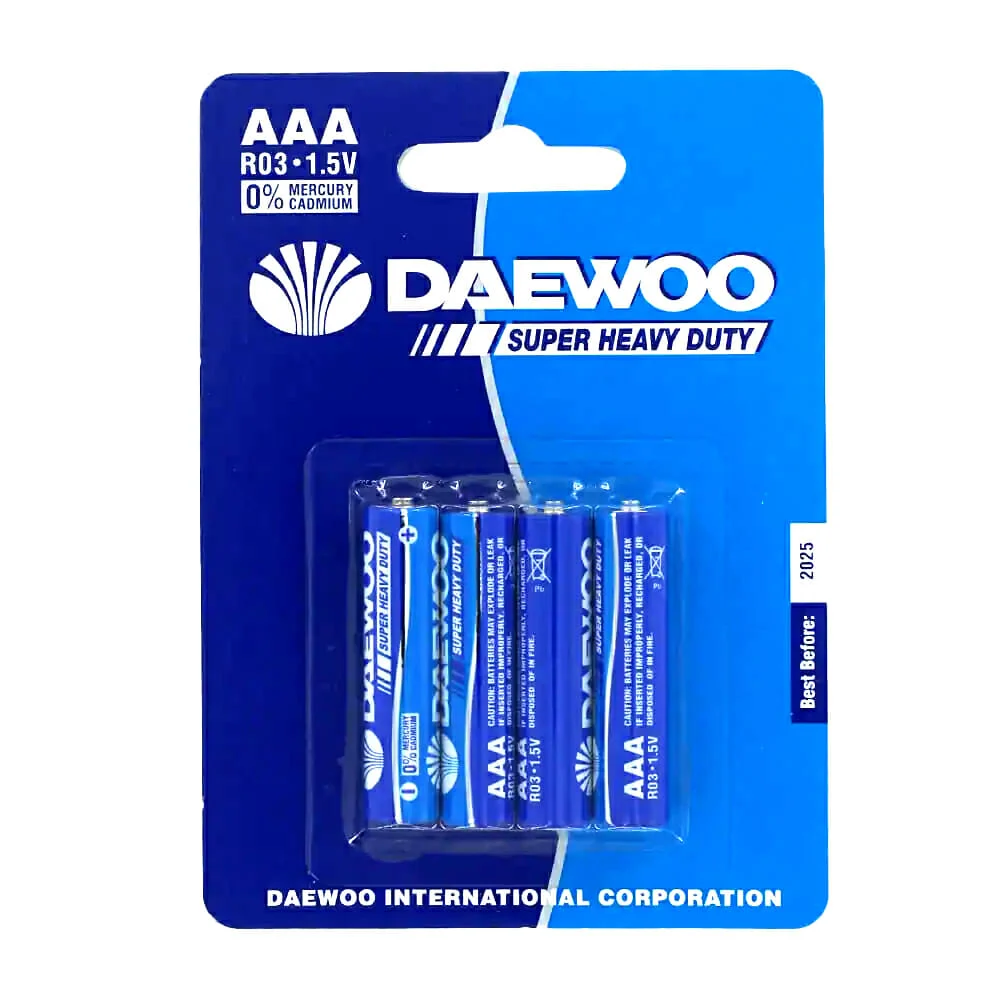 Blíster con 4 pilas baterías daewoo super heavy duty r03 triple a de …