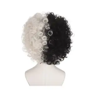 1pza peluca bicolor con corte afro en blanco y negro / plc-w-550