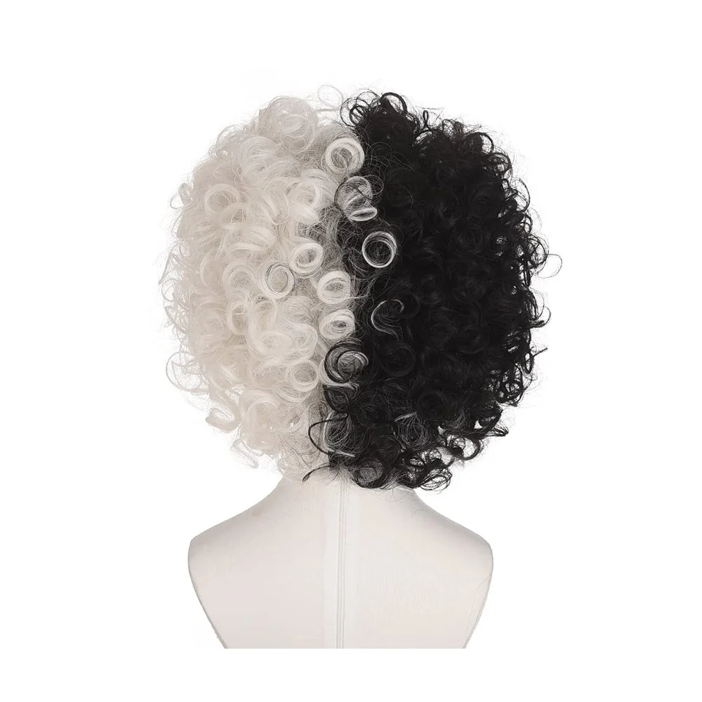 1pza peluca bicolor con corte afro en blanco y negro / plc-w-550
