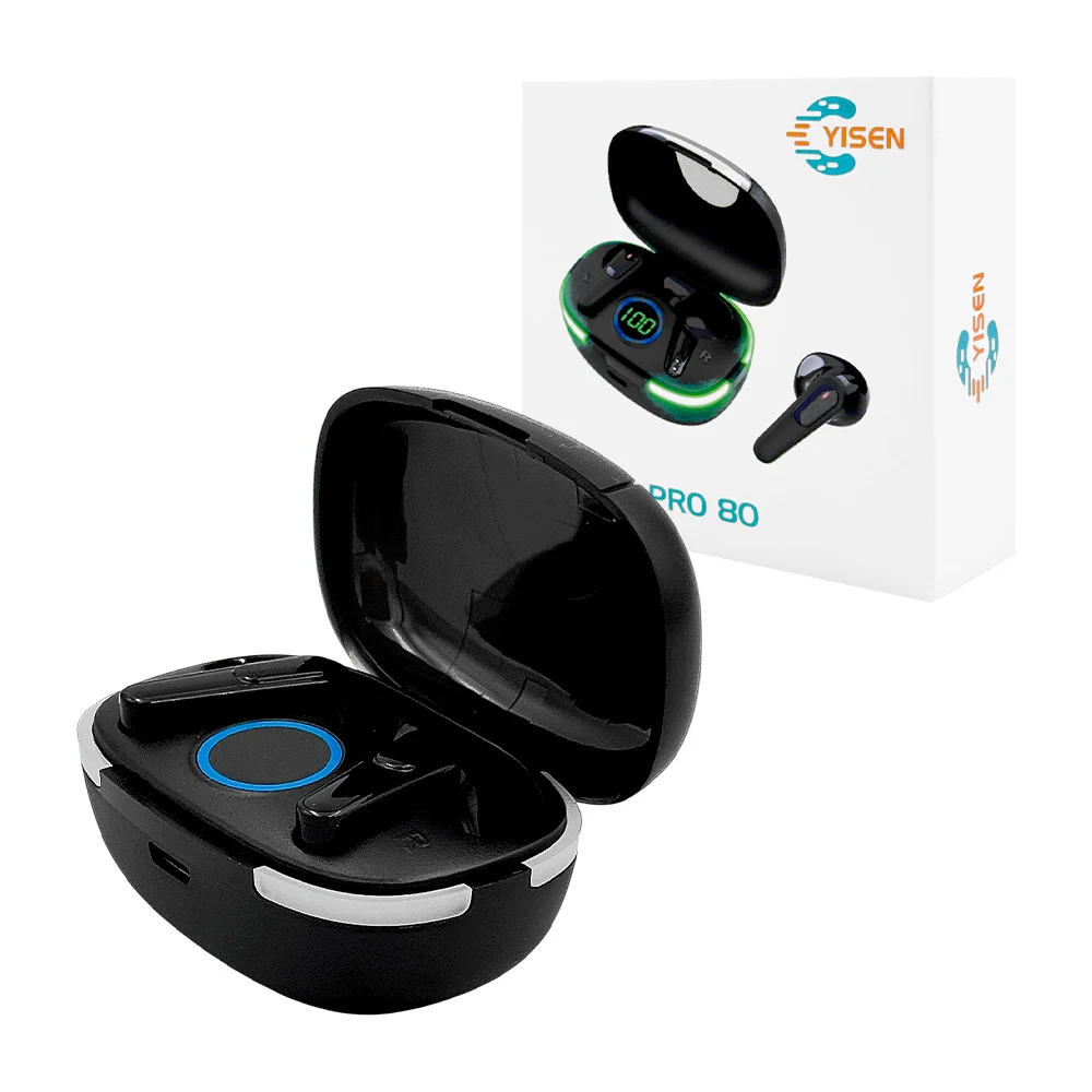 Audífonos inalámbricos bluetooth pro 80 yisen con estuche de carga / …