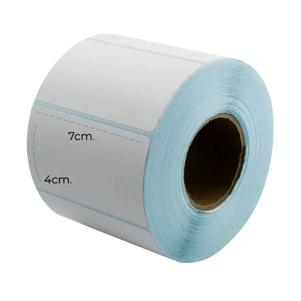 1pza Rollo con 1000 etiquetas térmicas blancas ele-gate 7x4 cm / pt.7…