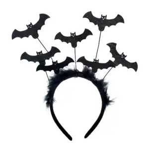 Diadema con plumas y murciélagos de foamy para fiesta de halloween, v…