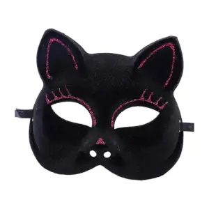1pza Mascara de plástico afelpada con forma de gato y líneas de diama…