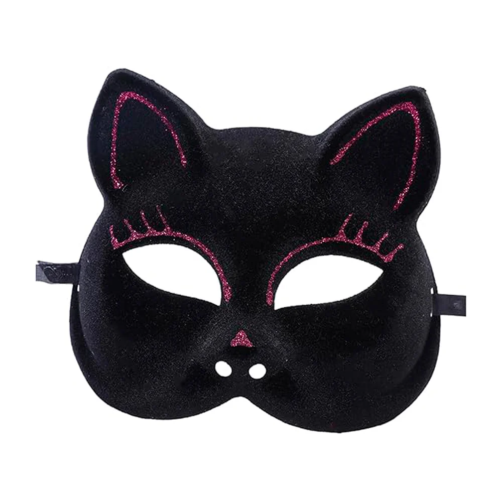 1pza Mascara de plástico afelpada con forma de gato y líneas de diama…
