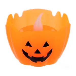 1pza Vela de plástico decorativa con diseño de calabaza / pt10879