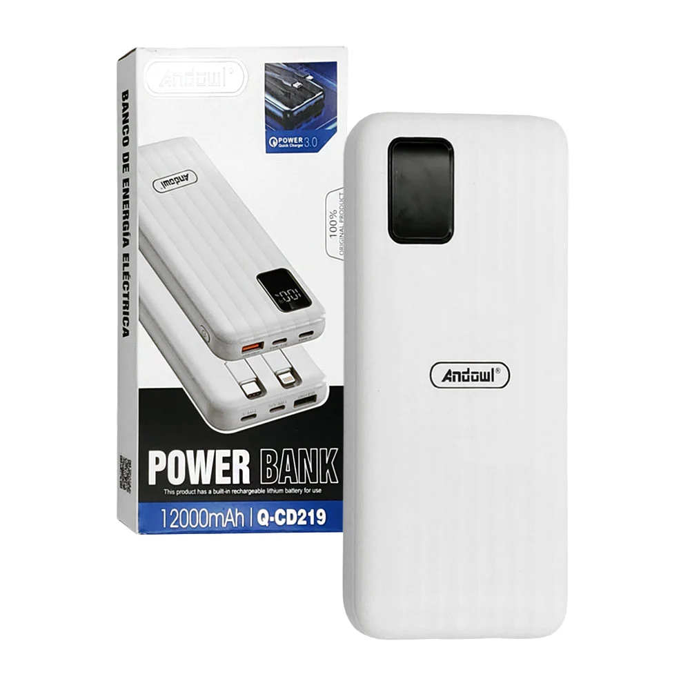 Power bank / batería portatil andowl con puerto usb, 2 puerto tipo c,…