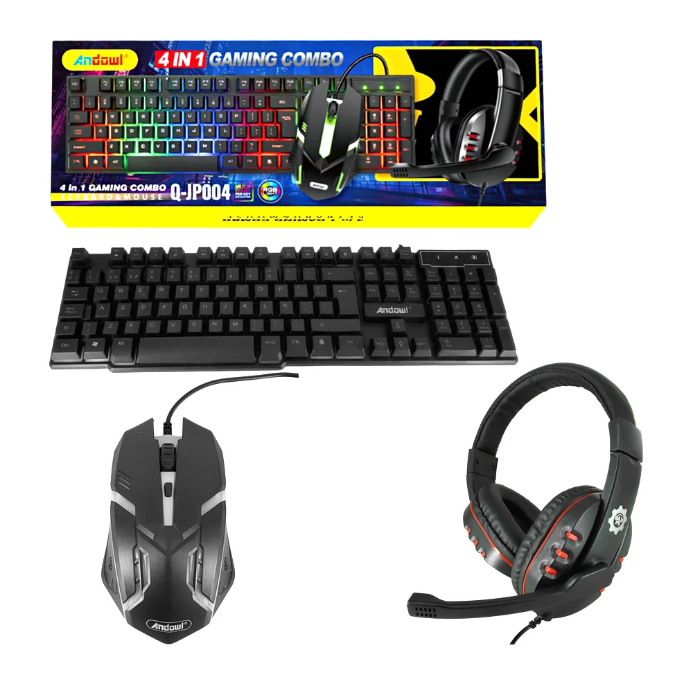 Combo gamer androwl con teclado mecánico, mouse, diadema alámbrica y …