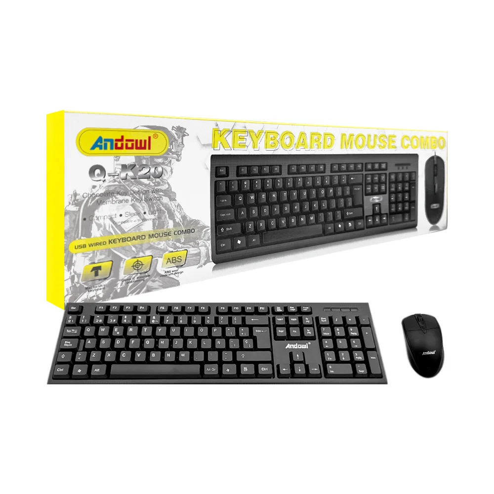 Combo teclado y mouse alámbricos andowl compatible con windows 10 / k…
