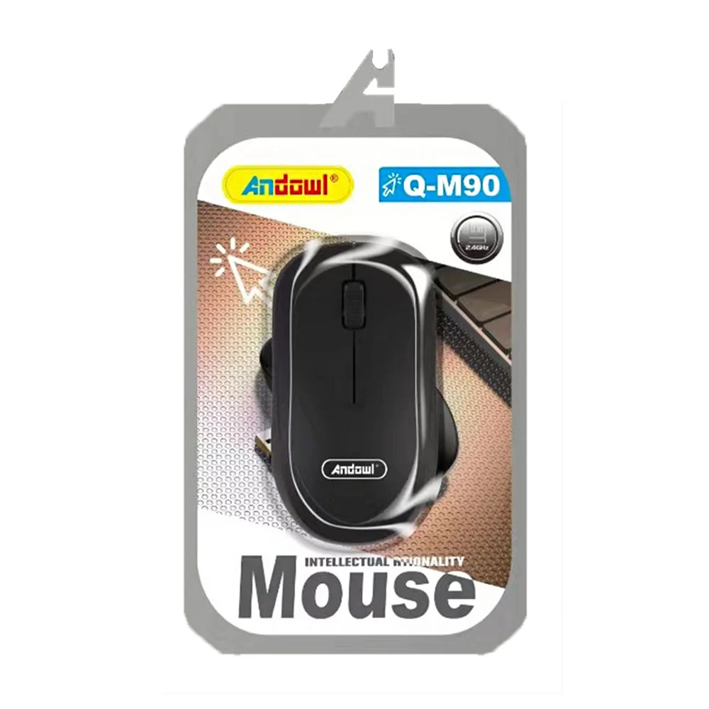 Mouse óptico inalámbrico andowl con adaptador usb, 2.4ghz / intellect…