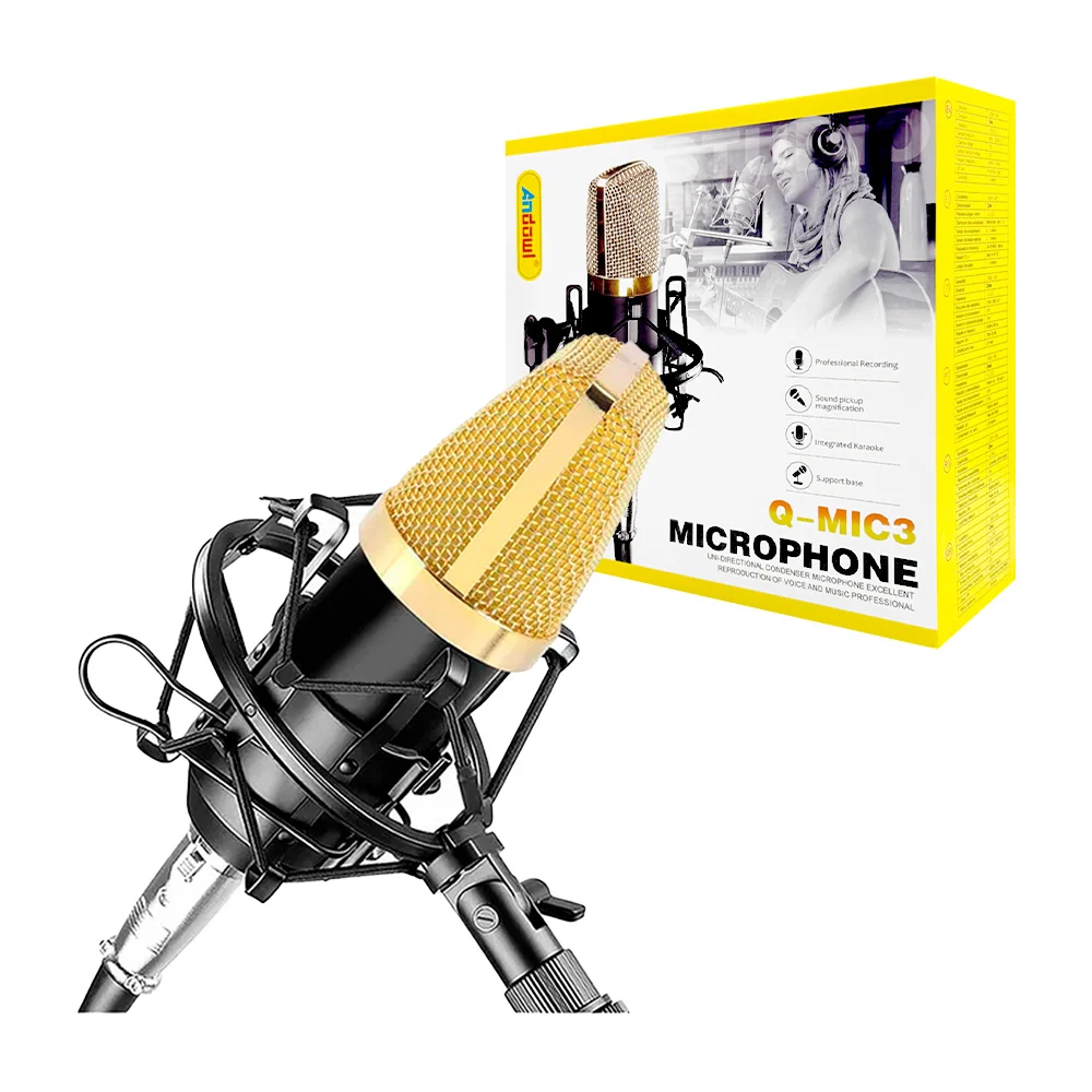 Micrófono condensador profesional andowl con soporte para estudio de …