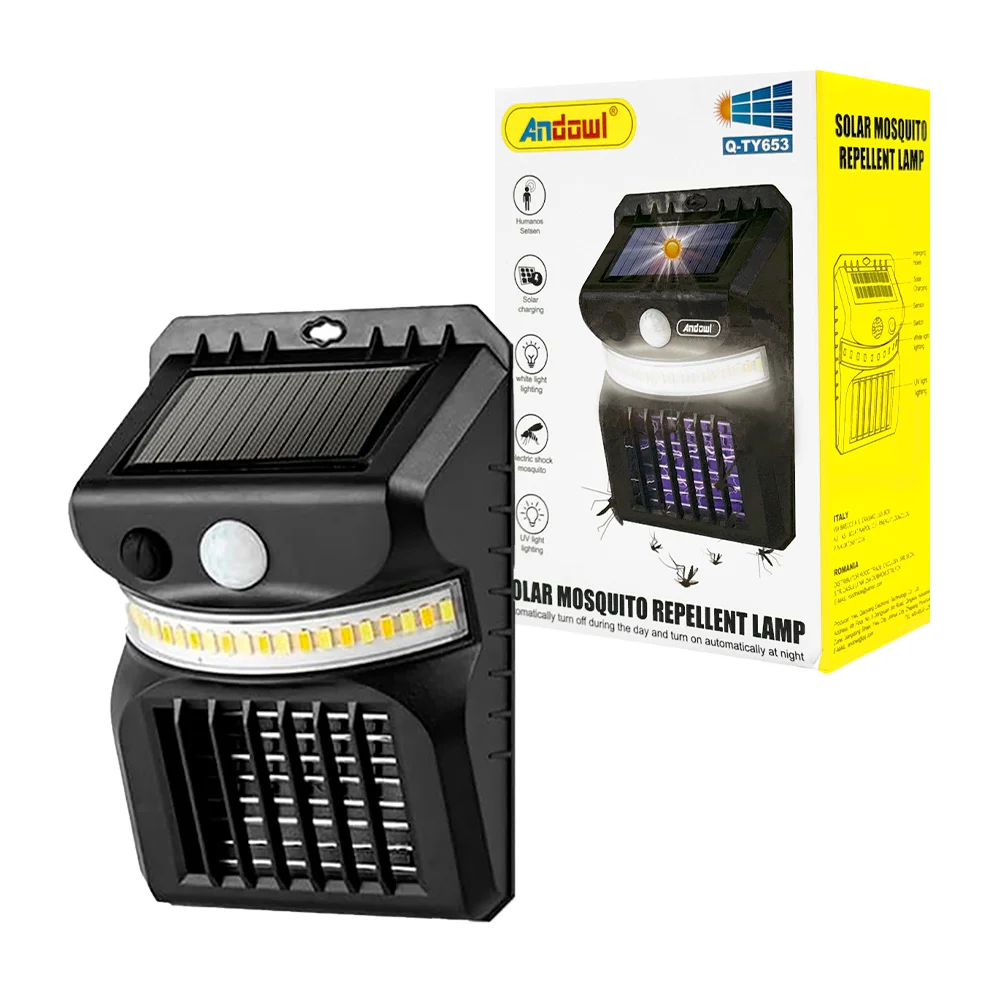 Lámpara solar de pared andowl para exteriores + sensor de movimiento …