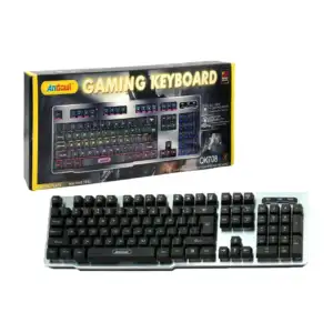 Teclado alámbrico gamer andowl con placa de metal, 104 teclas y luces…