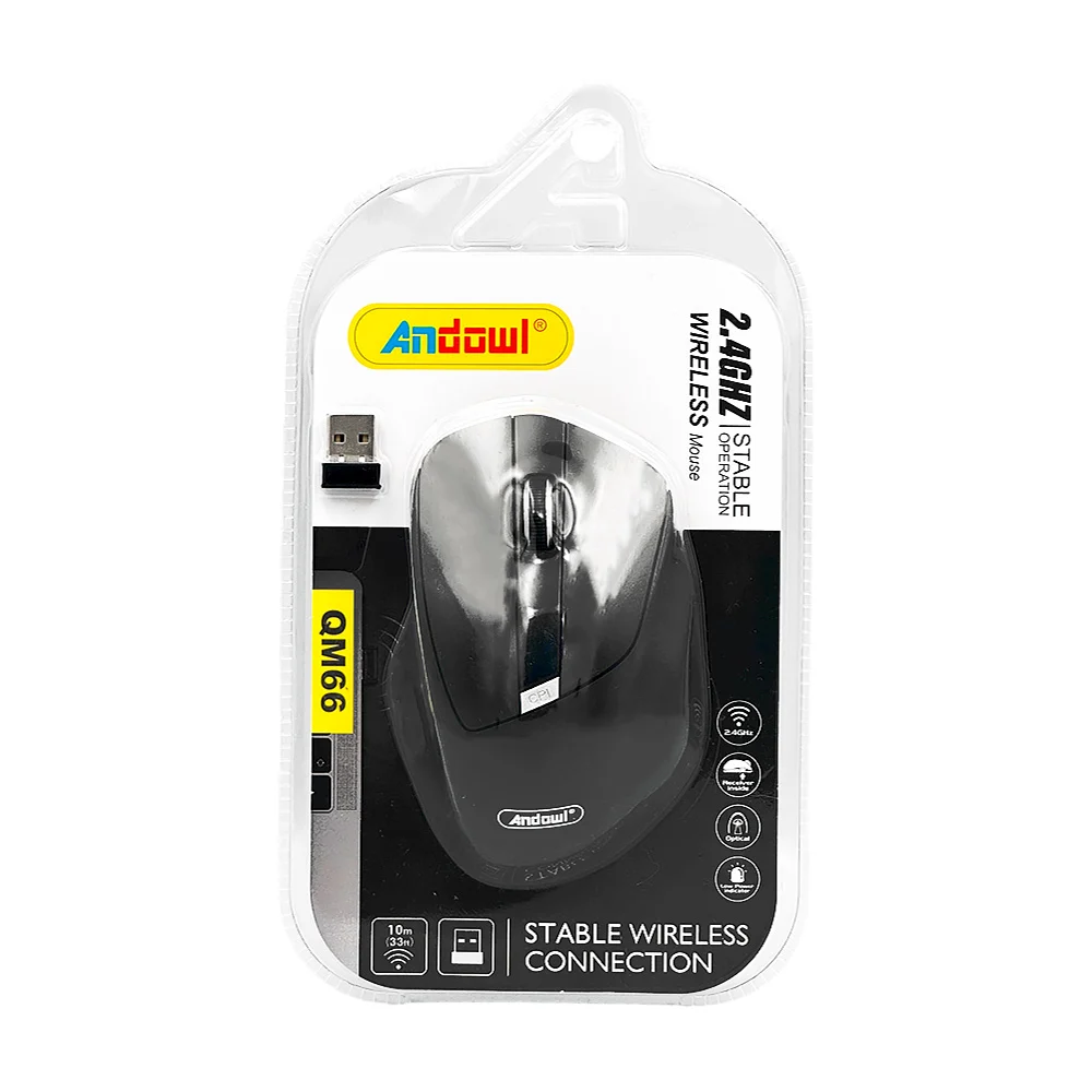 Mouse óptico inalámbrico andowl con adaptador usb, 2.4ghz / stable wi…