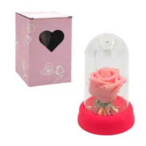Rosa de foamy con diamantina y tira de luz led, 13cm, variedad de col…