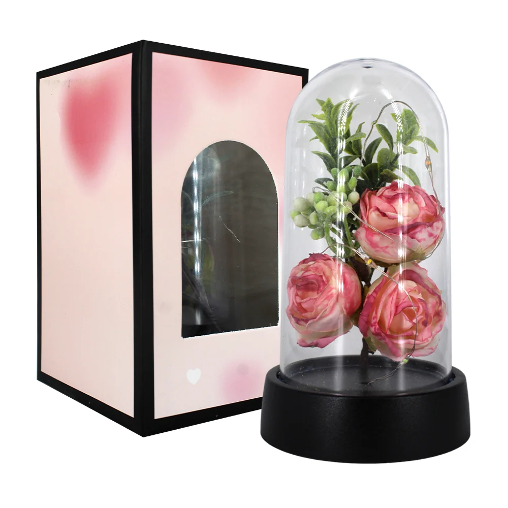 Lámpara decorativa de cristal con mini ramo de flores encapsuladas y …