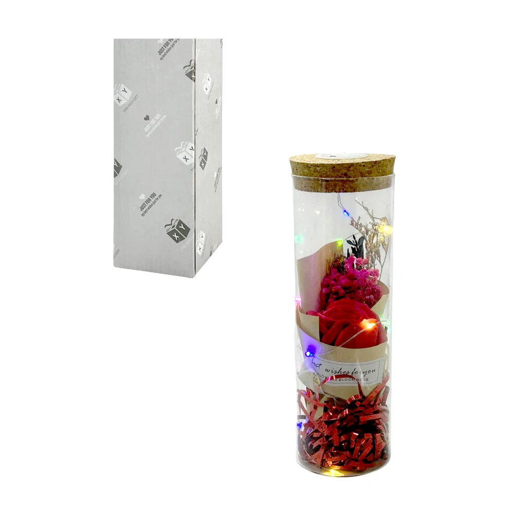 Frasco decorativo, de cristal - vidrio, transparente, con un ramo de …