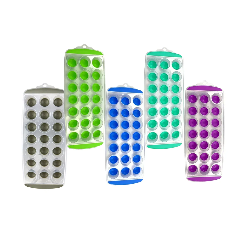 Molde recipiente de plástico con silicón para hacer cubos de hielo, 2…