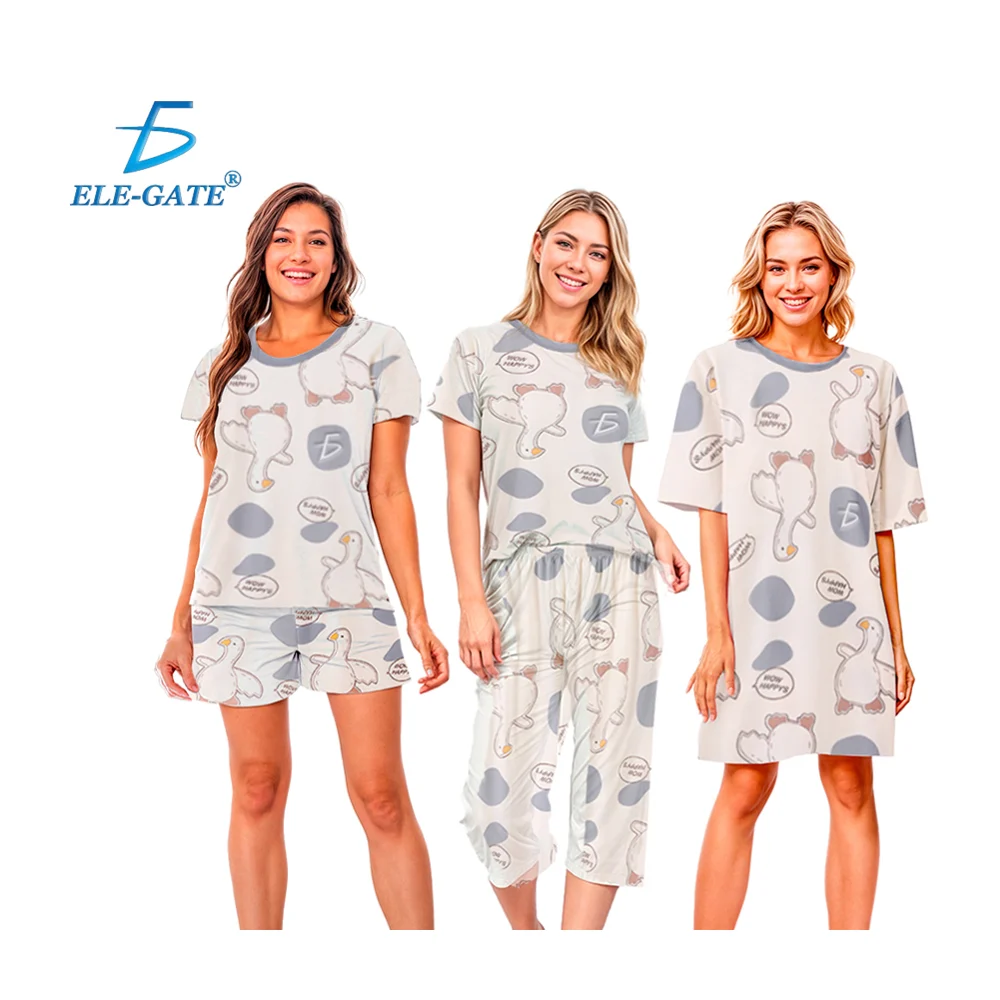 Pijama de 4 piezas para adulto con short y pantalon, variedad de colo…