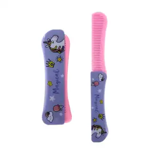 1pza Peine retráctil compacto de plástico con estampado de unicornios…
