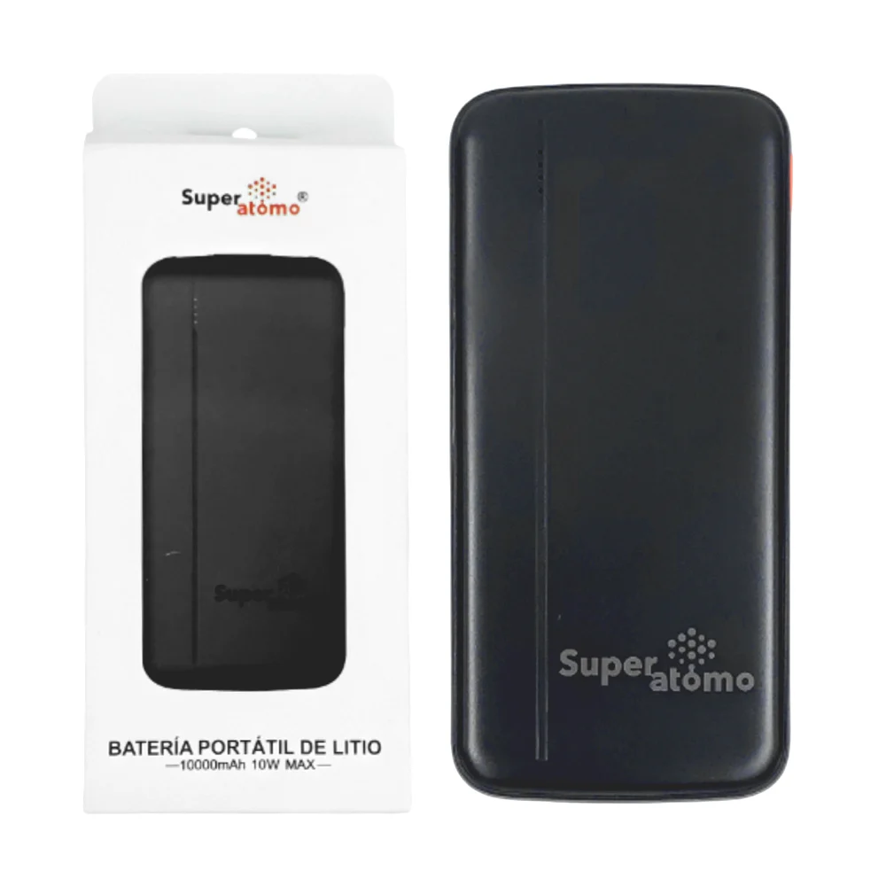 Power bank batería portátil de litio super átomo con 2 puertos usb y …