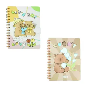 Libreta mediana de pasta gruesa con doble espiral metálico, broche de…