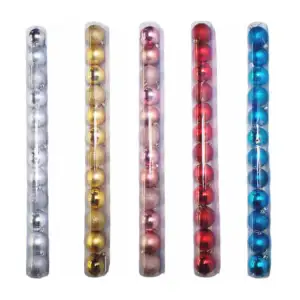 Paquete tubular transparente con 12 esferas navideñas de 5cm en tonos…