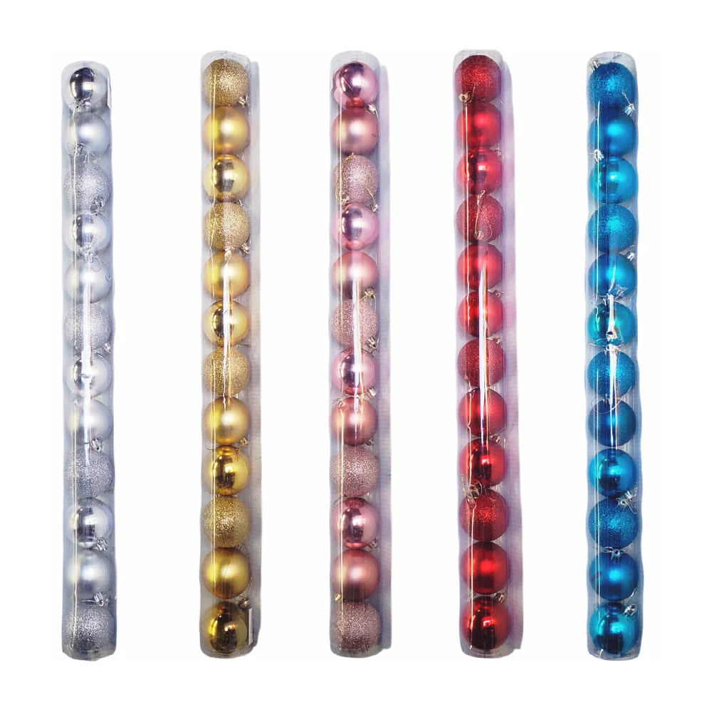 Paquete tubular transparente con 12 esferas navideñas de 5cm en tonos…