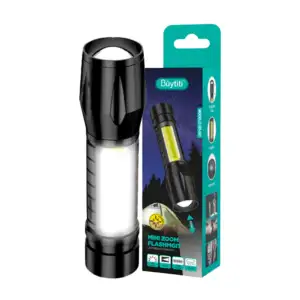 Mini linterna táctica recargable manual con luz lateral, cable usb, a…