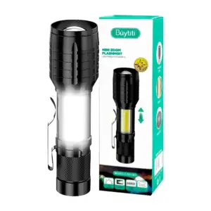 1pza Mini linterna táctica recargable, con luz led lateral, correa, á…