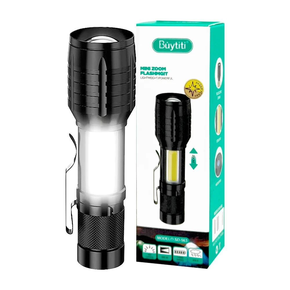 1pza Mini linterna táctica recargable, con luz led lateral, correa, á…