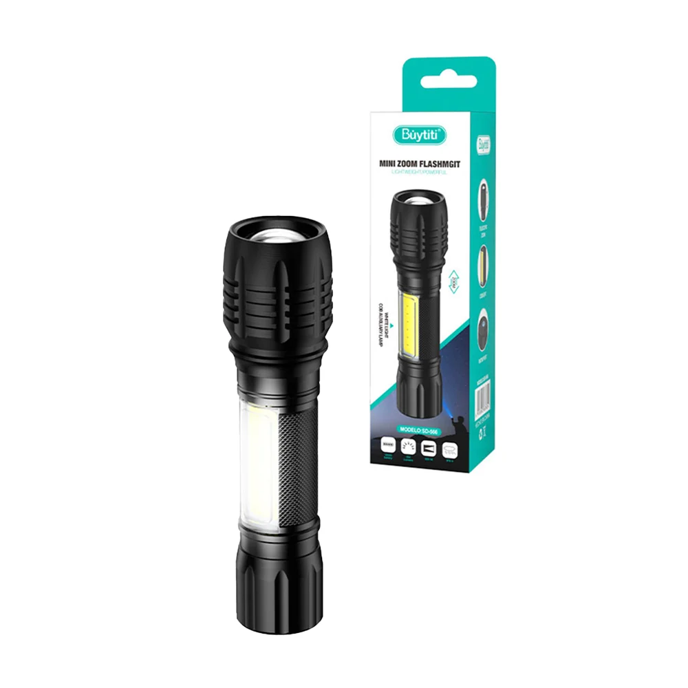 1pza Linterna de mano pequeña, led, con apertura variable, modos de i…
