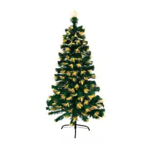 Pino árbol de navidad en color verde con fibra óptica de luces cálida…