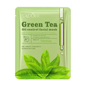 1pza Mascarilla facial refrescante sadoer con extracto de té verde, 2…