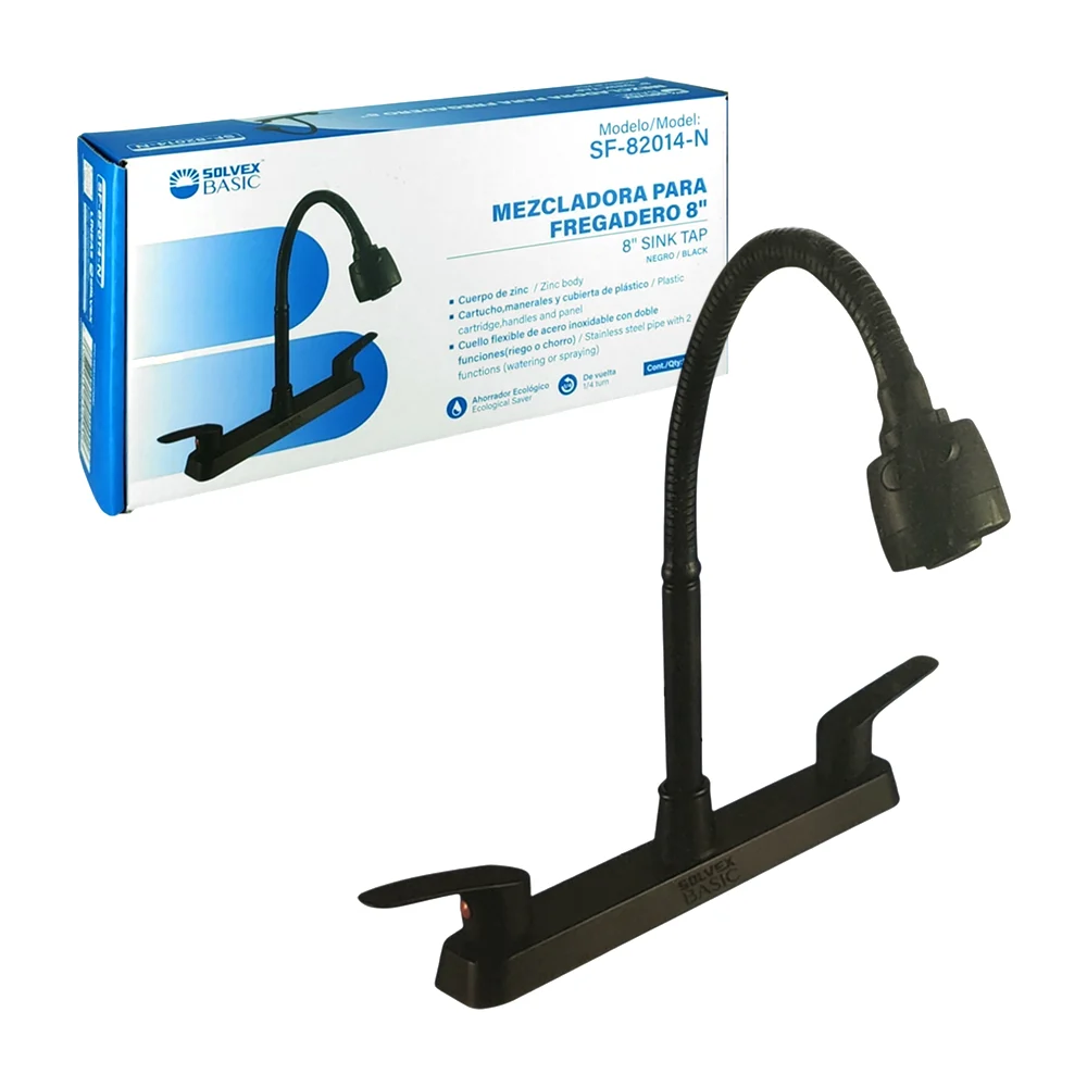 Mezcladora para fregadero color negro matte con extensión flexible de…