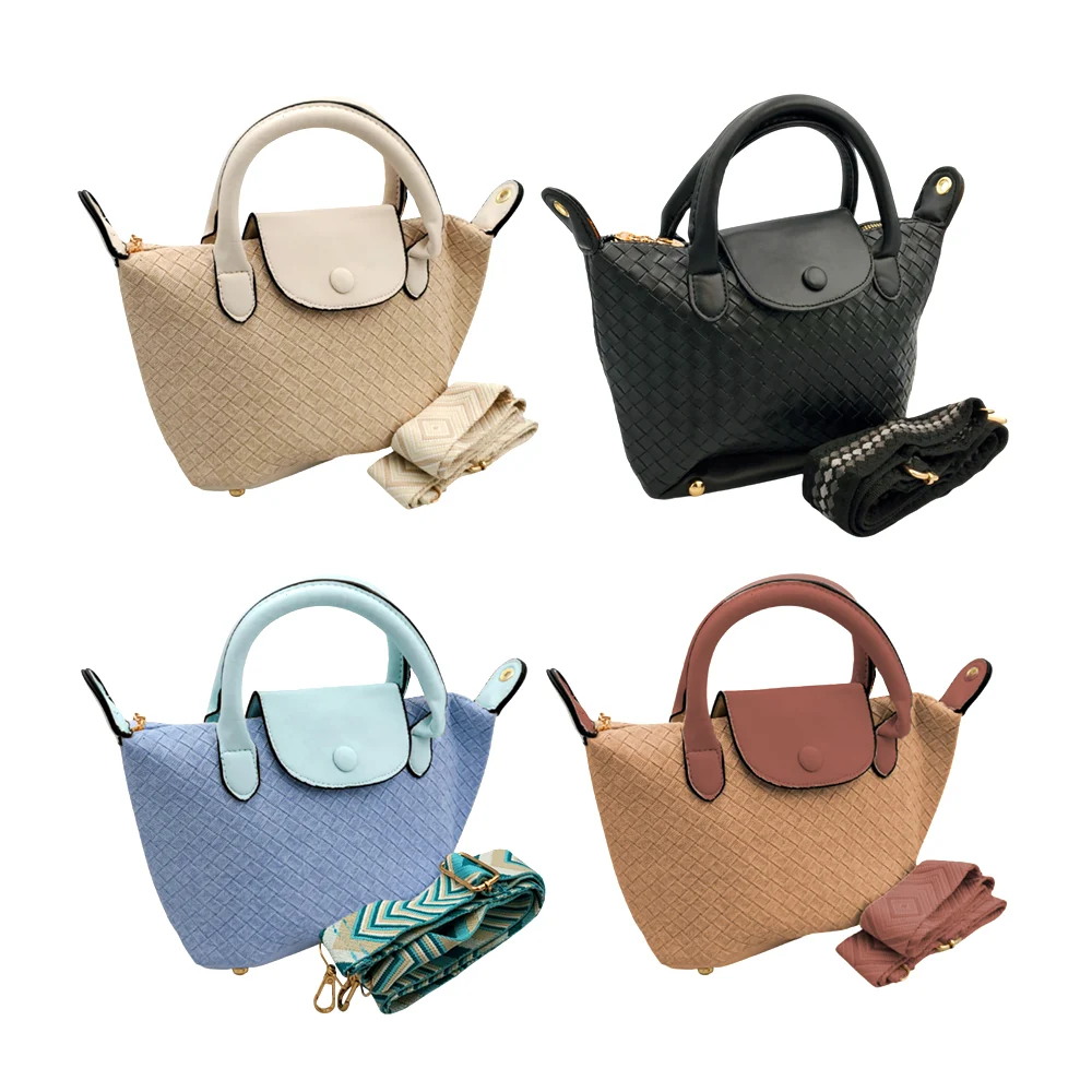 Bolsa de mano con detalles dorados, estampado de cuadros y correa par…
