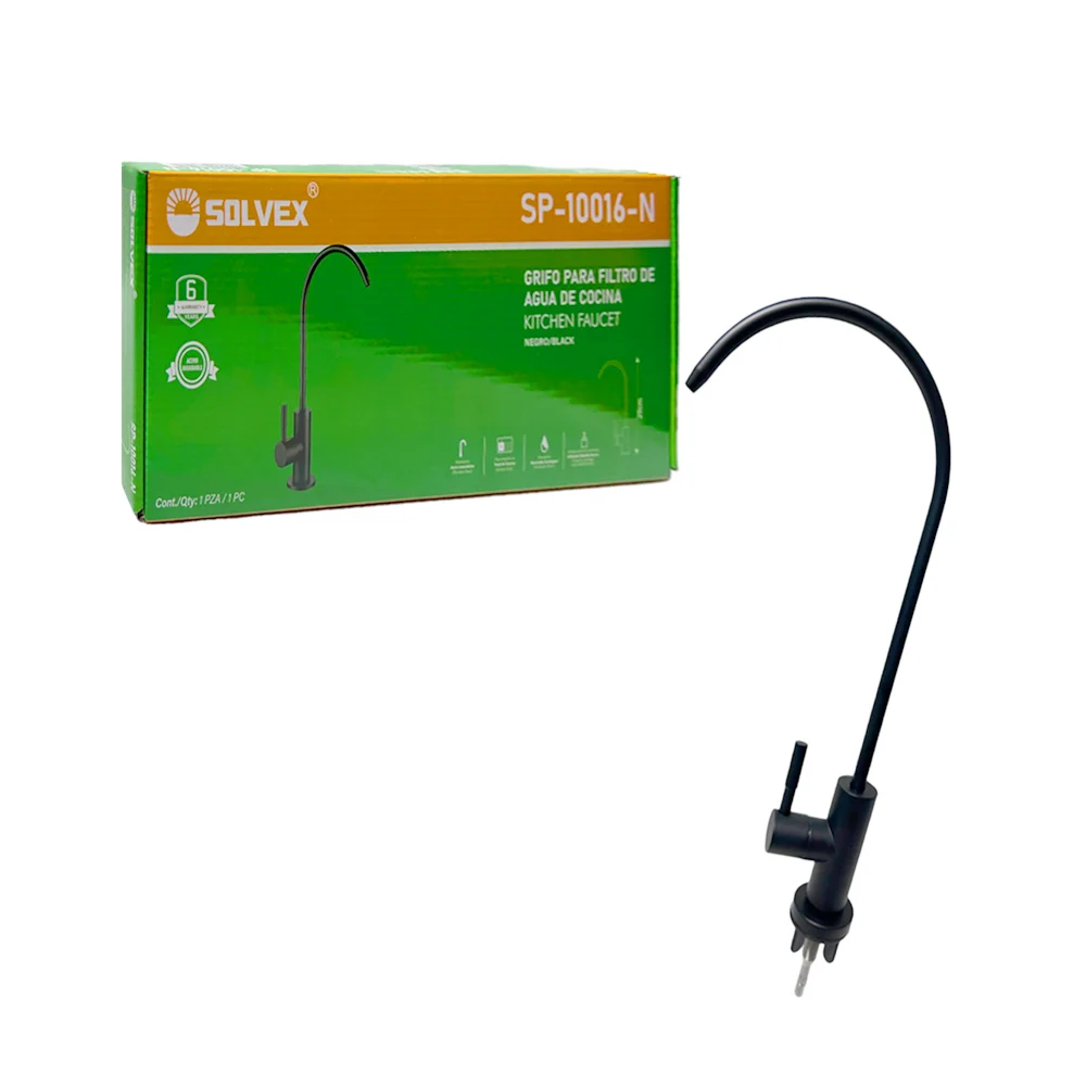 Grifo solvex color negro de acero inoxidable para filtro de agua, 29c…
