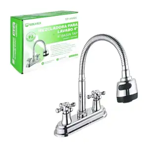 Mezcladora para lavabo de 4in con extensión flexible boquilla de dobl…