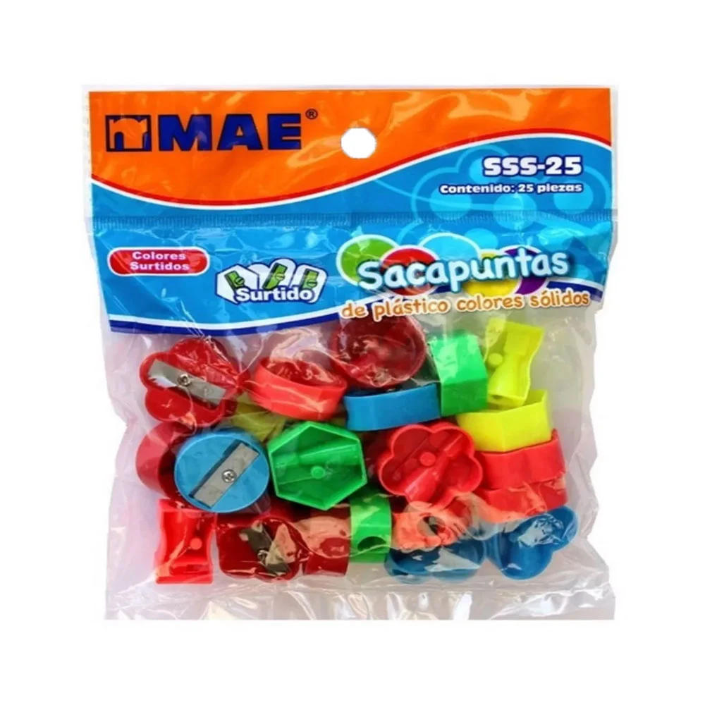 Paquete con 25 sacapuntas mae de plástico con variedad de diseños y c…